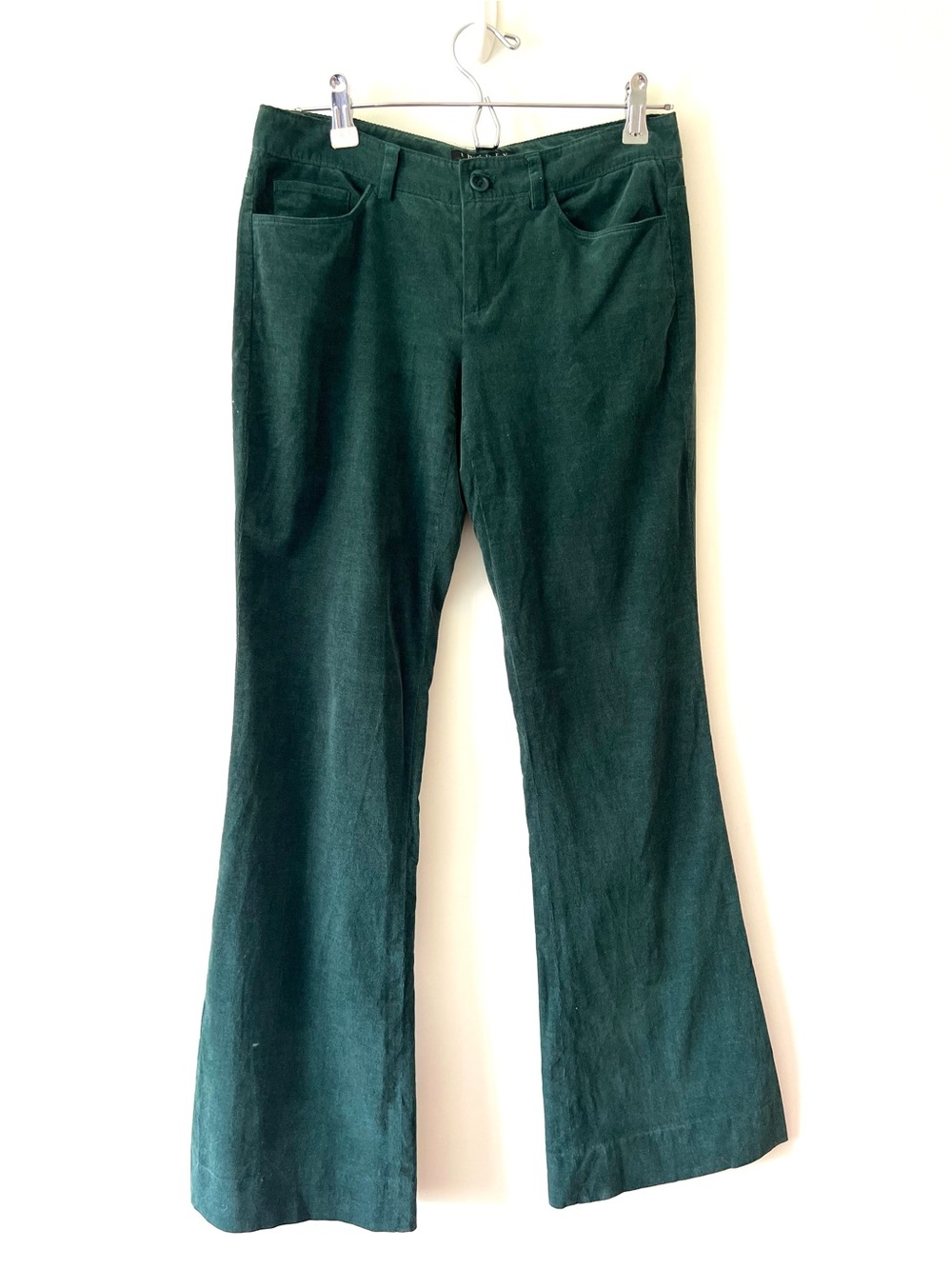 Theory Dark Green Corduroy Flare Pants Low Rise Size 2